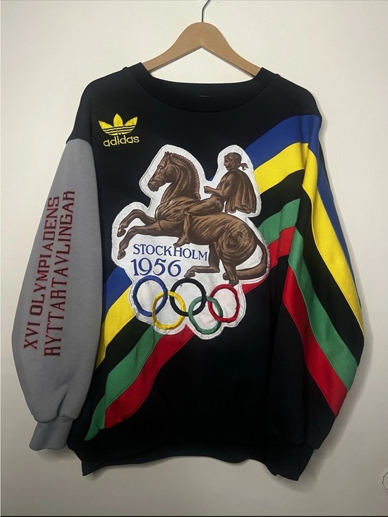 adidas Other - Vintage 80s Adidas 1956 Stockholm Helsinki Olympics Sweatshirt XL *FLAWS*